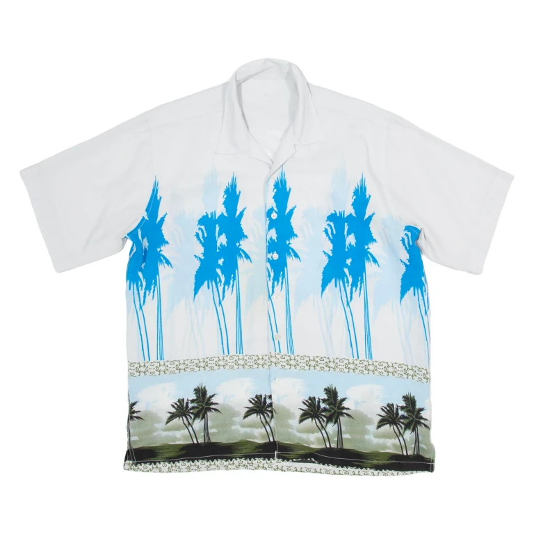 J&J Mens Hawaiian Shirt Grey Floral L