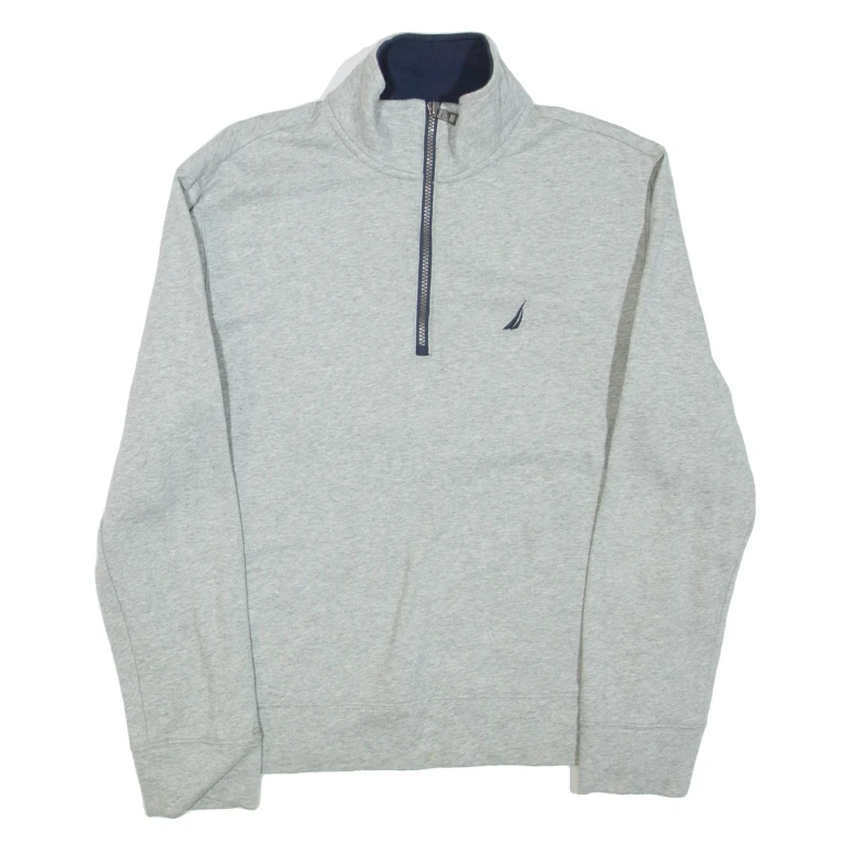 NAUTICA Mens Sweatshirt Grey 1/4 Zip M