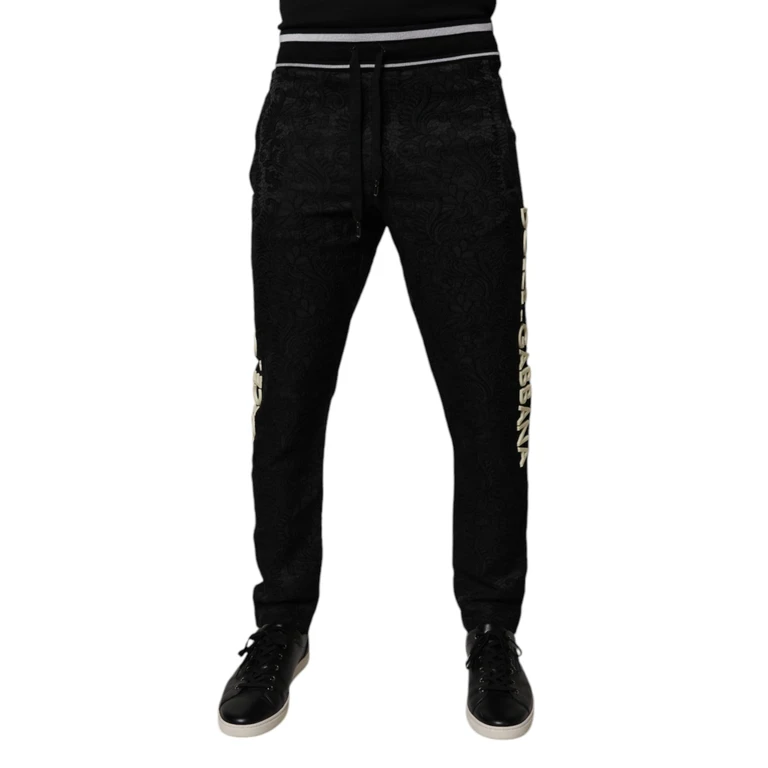 Dolce & Gabbana Black Mid Waist Jogger Men Sweatpants Pants Acetate Polyester Nylon - Men