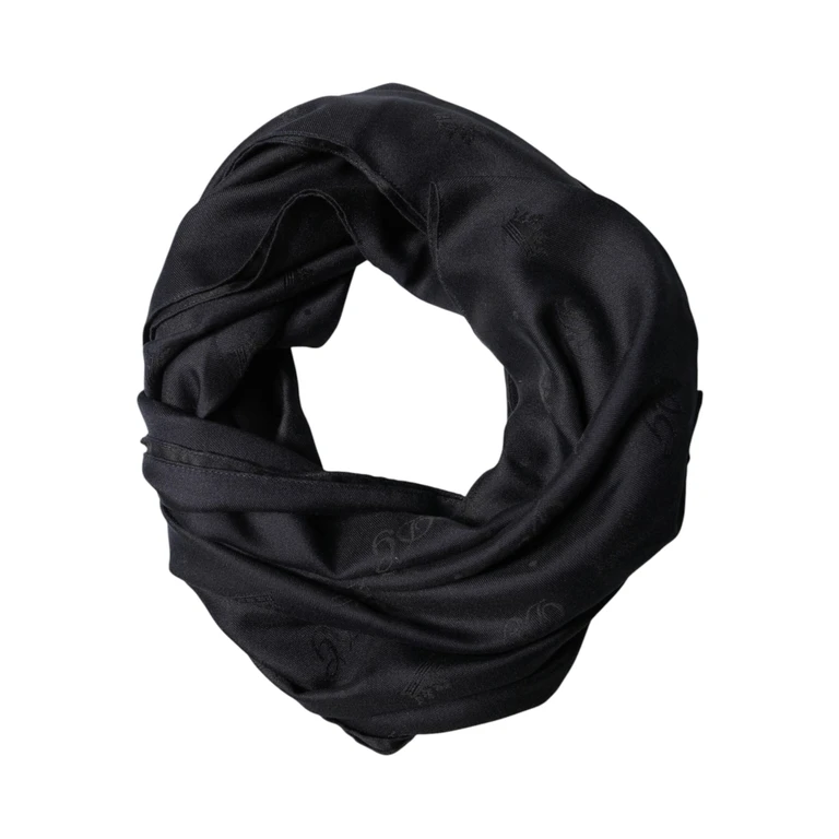 Dolce & Gabbana Black Lace Stole Silk Neckwrap Shawl Scarf Co+se - Men