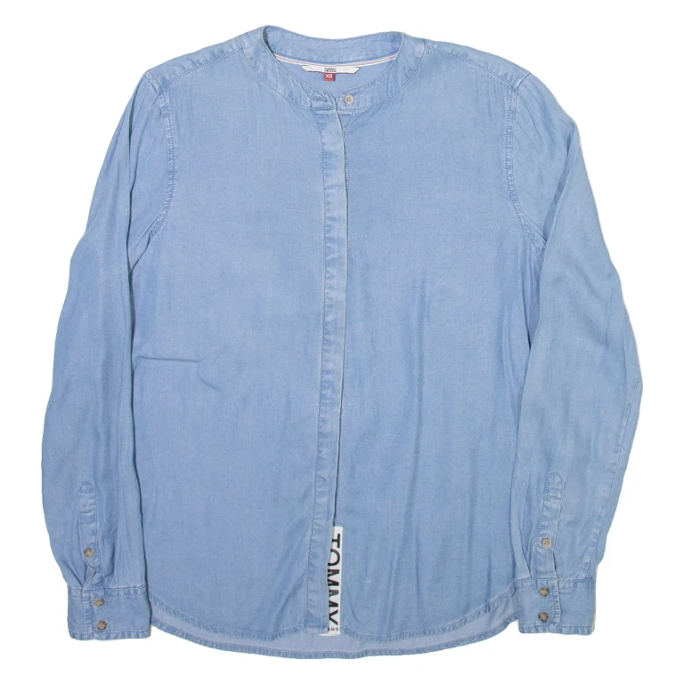 TOMMY HILFIGER Womens Plain Shirt Blue Long Sleeve XS
