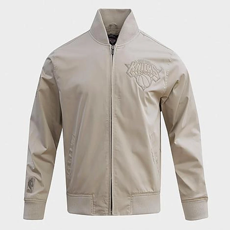 Pro Standard Men's New York Knicks NBA Neutral Twill Jacket in Taupe Size: Small