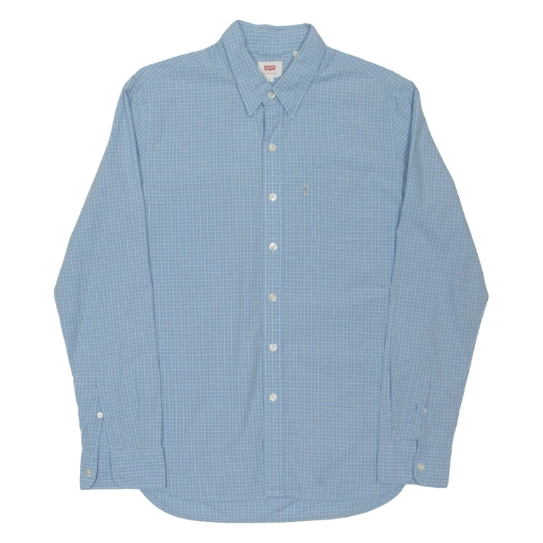 LEVI'S Mens Shirt Blue Gingham Long Sleeve S