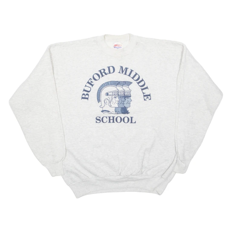 HAINES Buford Middle School Mens Sweatshirt Grey USA L