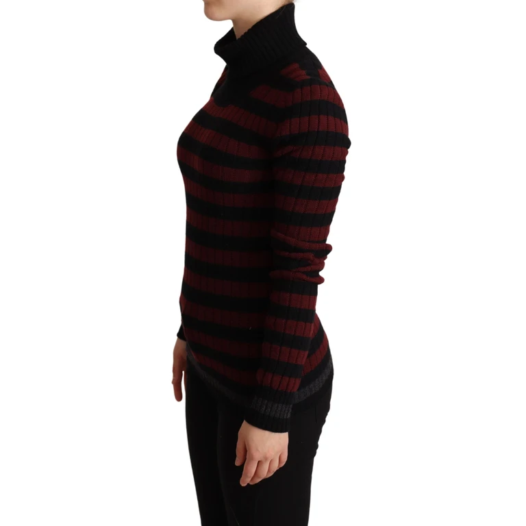 Dolce & Gabbana Black Red Striped Wool Pullover Sweater Virgin Cashmere Clothing - Women