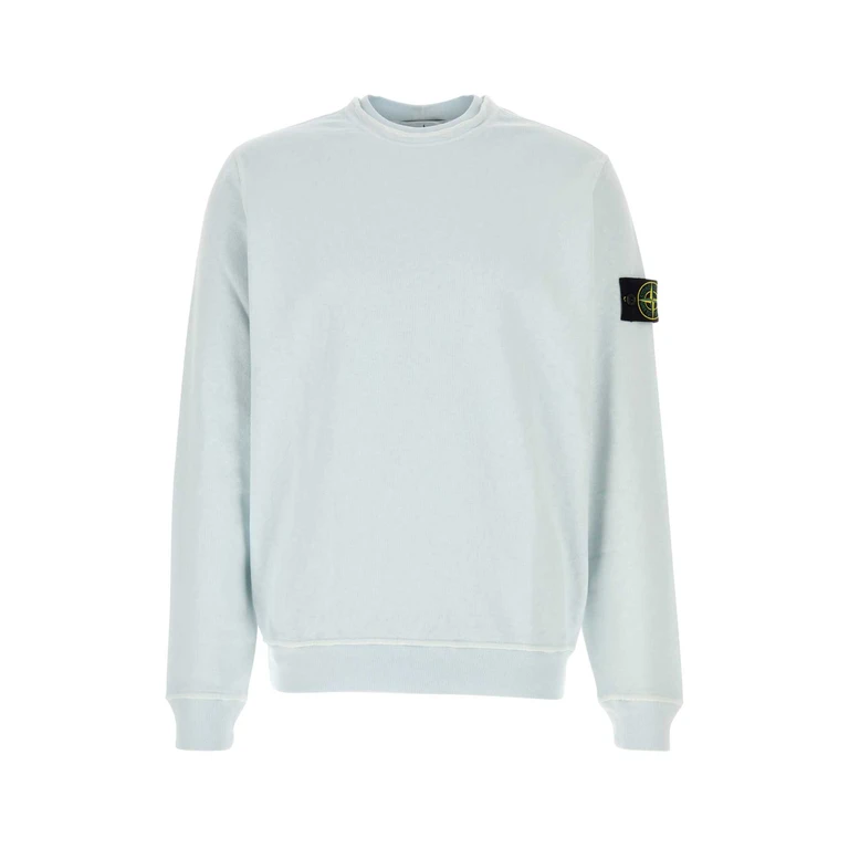 Stone Island Pastel Light-Blue Cotton Sweatshirt Skyblue Exterior: Felpe - Men