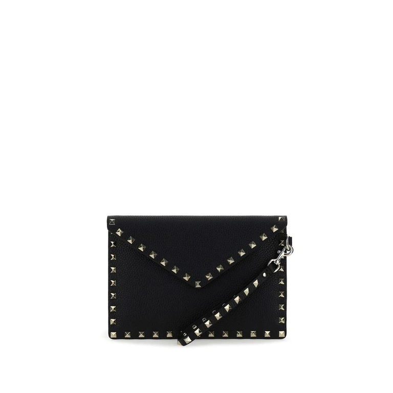 Valentino Garavani Black Calf Leather Bos Taurus Clutch Bag - Women