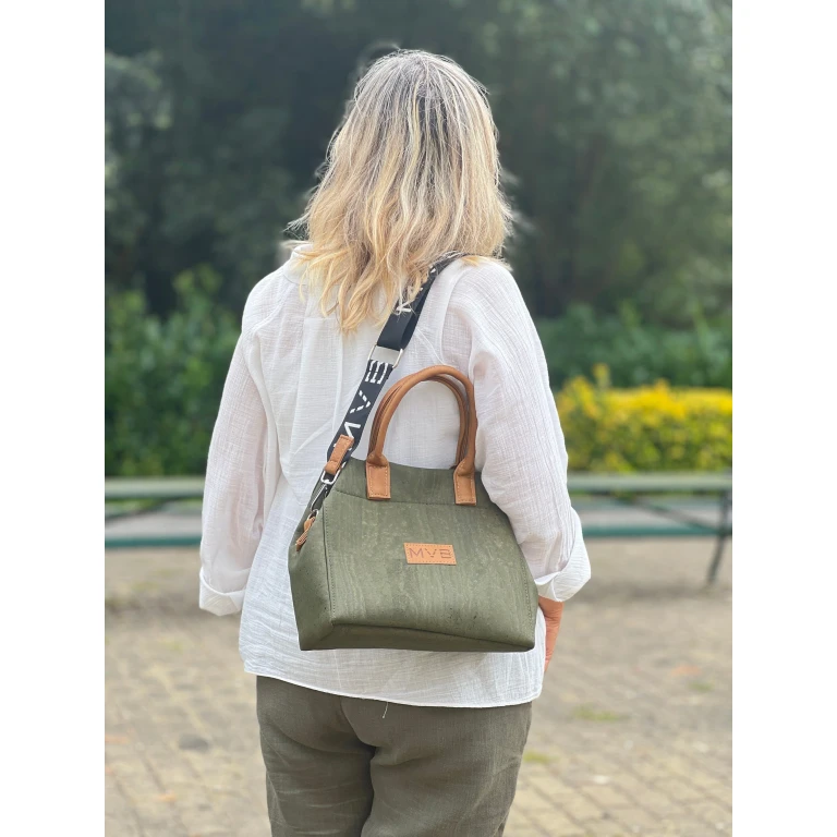 Mini Tote Handcraft Bag green cork