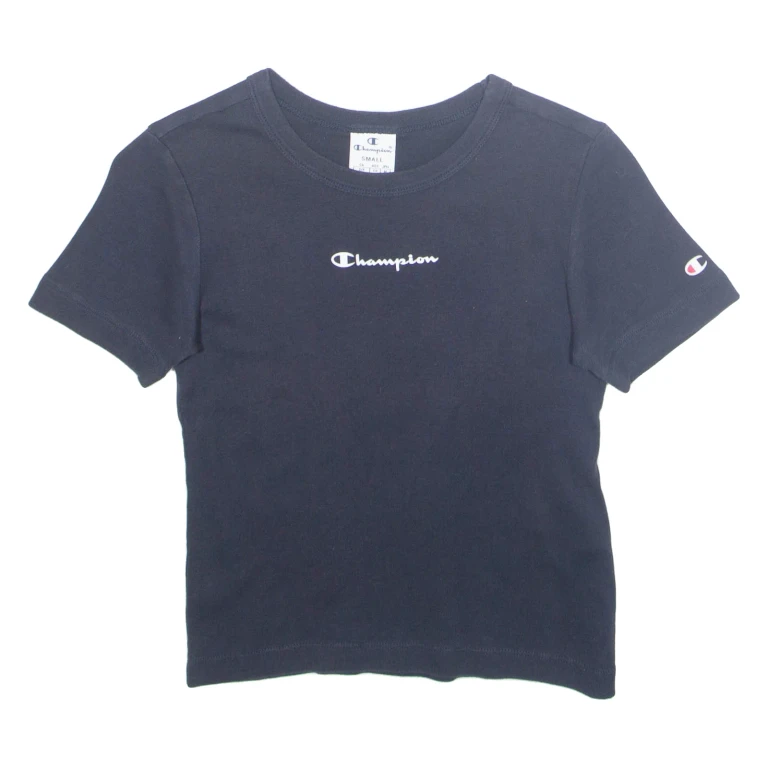 CHAMPION Cropped Womens T-Shirt Blue S