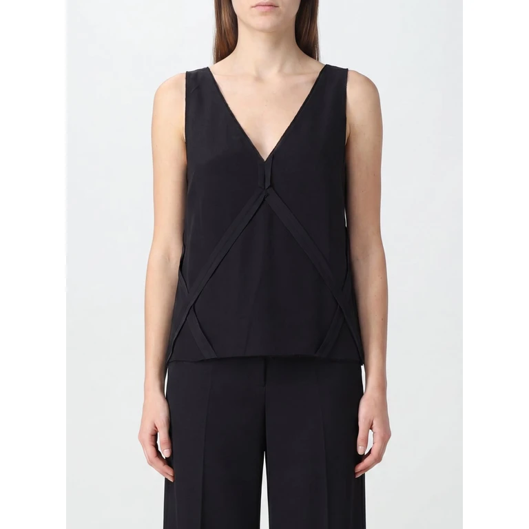 V-Neck Sleeveless Top in Acetate and Cupro (S62NL0059M35880900)