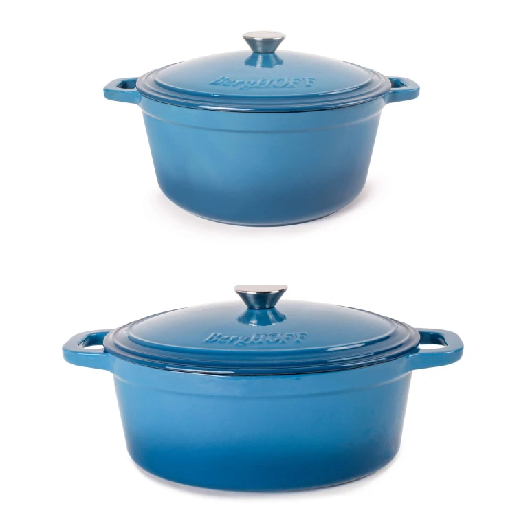 Neo 4pc Cast Iron Cookware Set, 5qt. & 7qt., Blue
