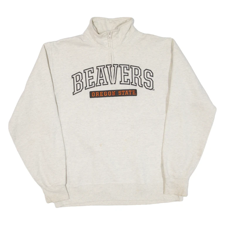 CHAMPION Beavers Oregon State Mens Sweatshirt Grey 1/4 Zip USA M