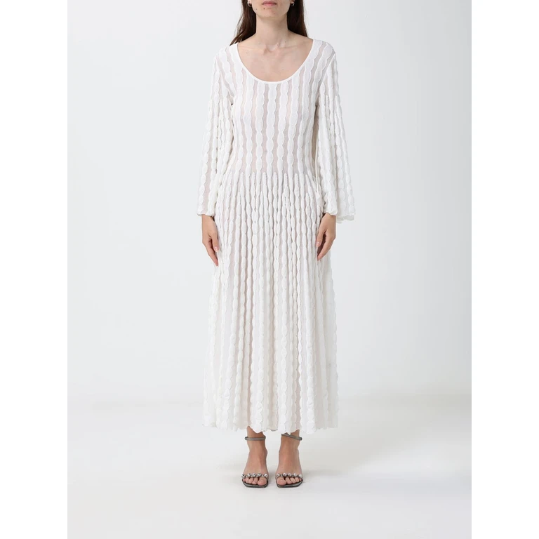 Long-Sleeved Knit Cotton-Blend Midi Dress (2210AV26S87408)