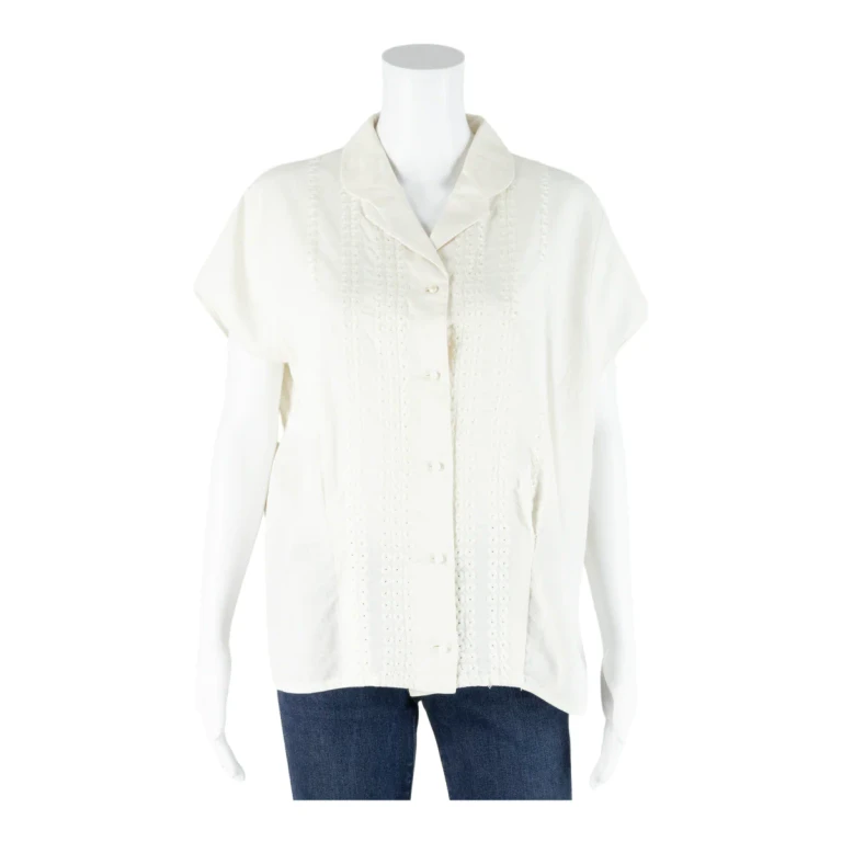 Womens Blouse Cream Collared L