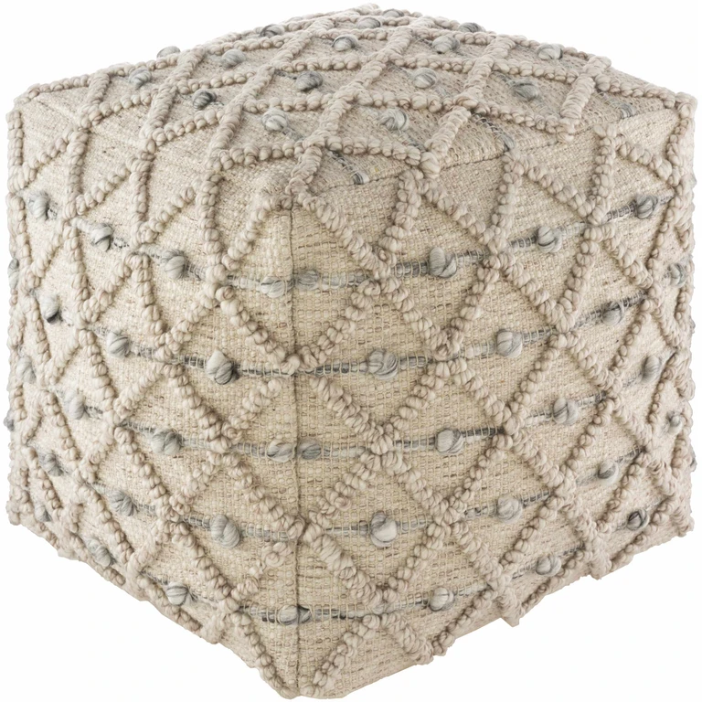 Serpentine Taupe Hand Woven Pouf