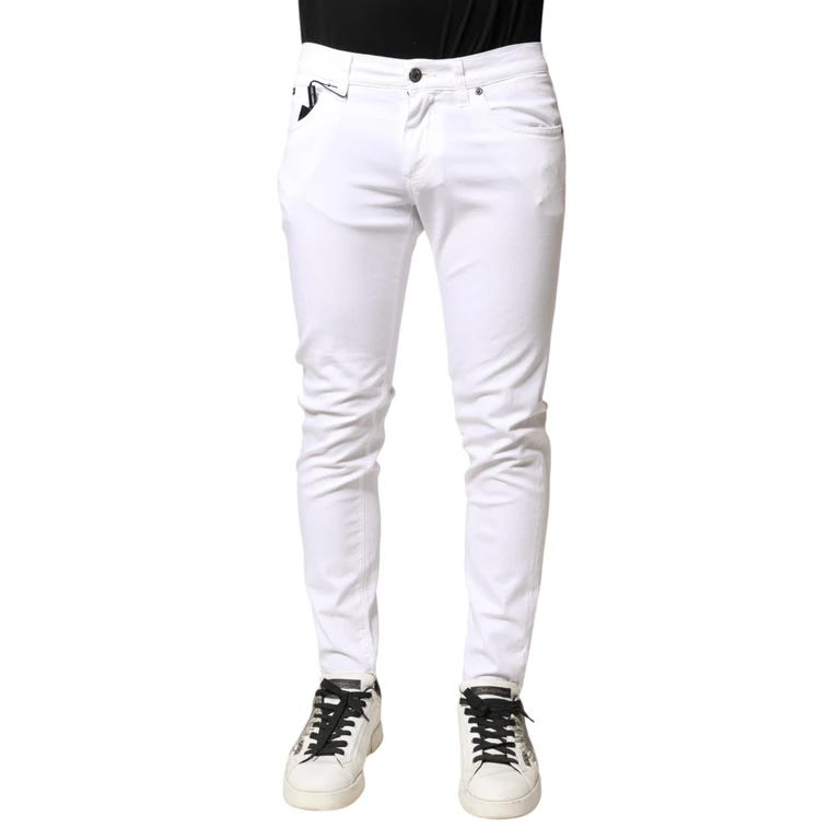 Dolce & Gabbana White Cotton Stretch Skinny Denim Men Jeans Elastane Clothing - Men