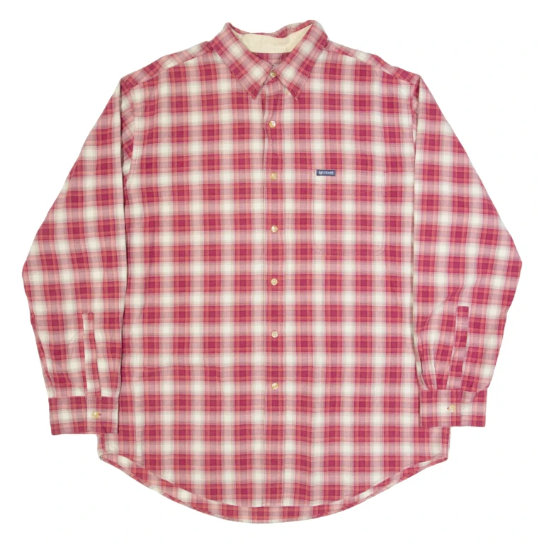 CHAPS Mens Shirt Red Plaid Long Sleeve L