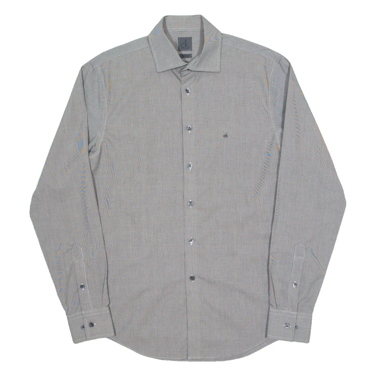 CALVIN KLEIN Slim Fit Mens Shirt Black Check Long Sleeve M