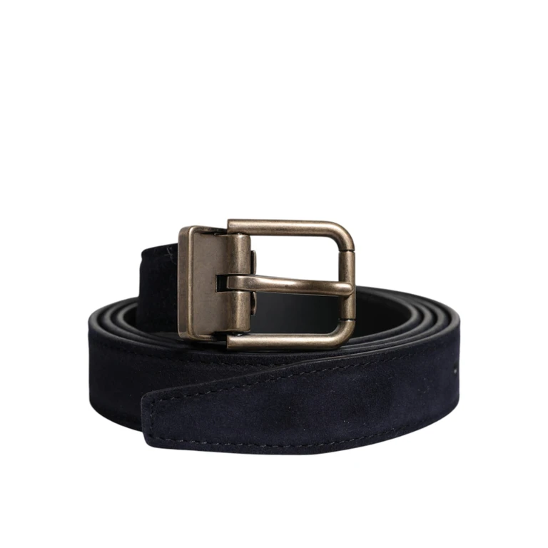 Black Goat Leather Metal Buckle Classic Belt - Men