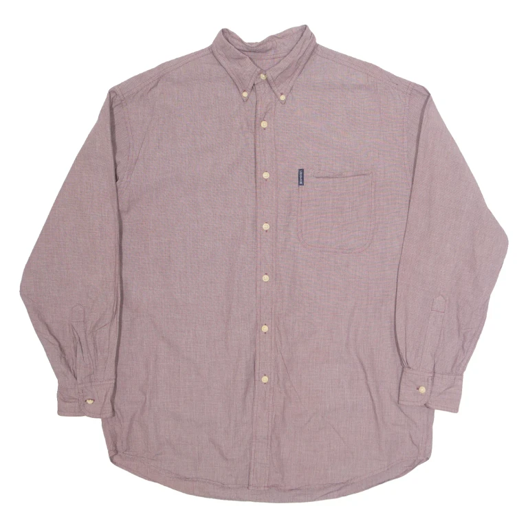 CHAPS RALPH LAUREN Mens Plain Shirt Maroon Long Sleeve L