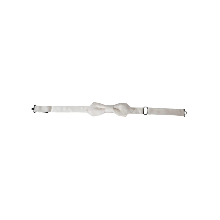 Dolce & Gabbana White Silk Adjustable Neck Men Papillon Bow Tie - Men