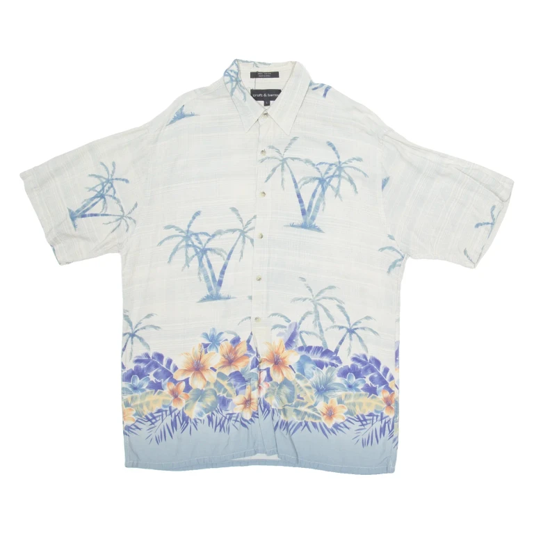 CROFT & BARROW Mens Hawaiian Shirt Grey Floral L
