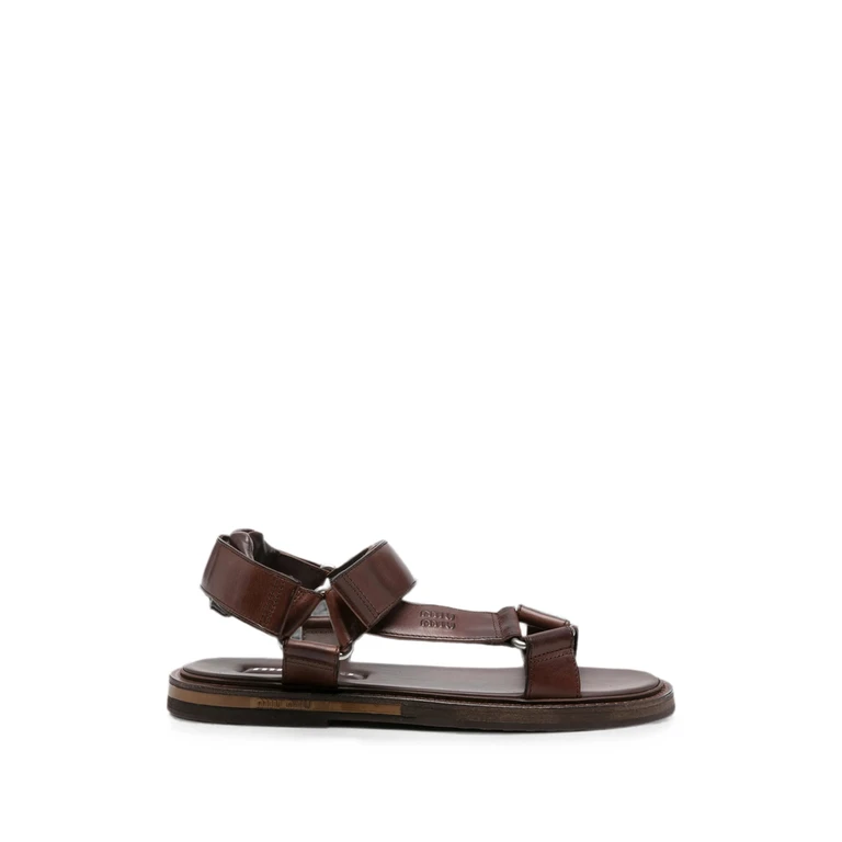 Touch-strap Leather Sandals