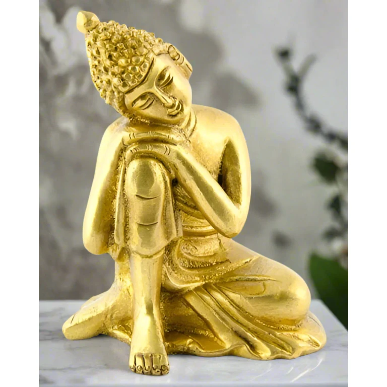 Awakened One: Handcrafted Brass Buddha Statue (4")