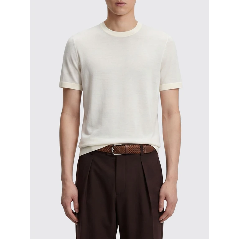 Crewneck Short-Sleeved Jumper in Pure Virgin Wool (50563603105)
