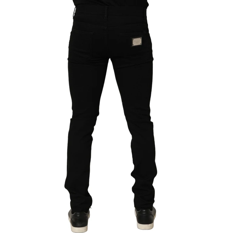Dolce & Gabbana Black Embellished Cotton Skinny Denim Jeans Elastane Clothing - Men