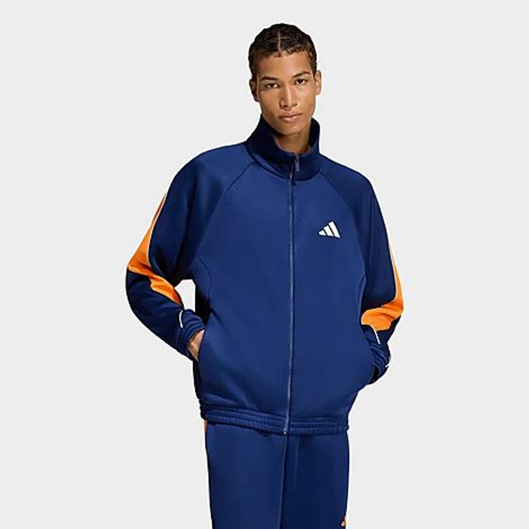 Men's Stadium Track Jacket in Dark Blue/Pure Orange/Off White Size: XS