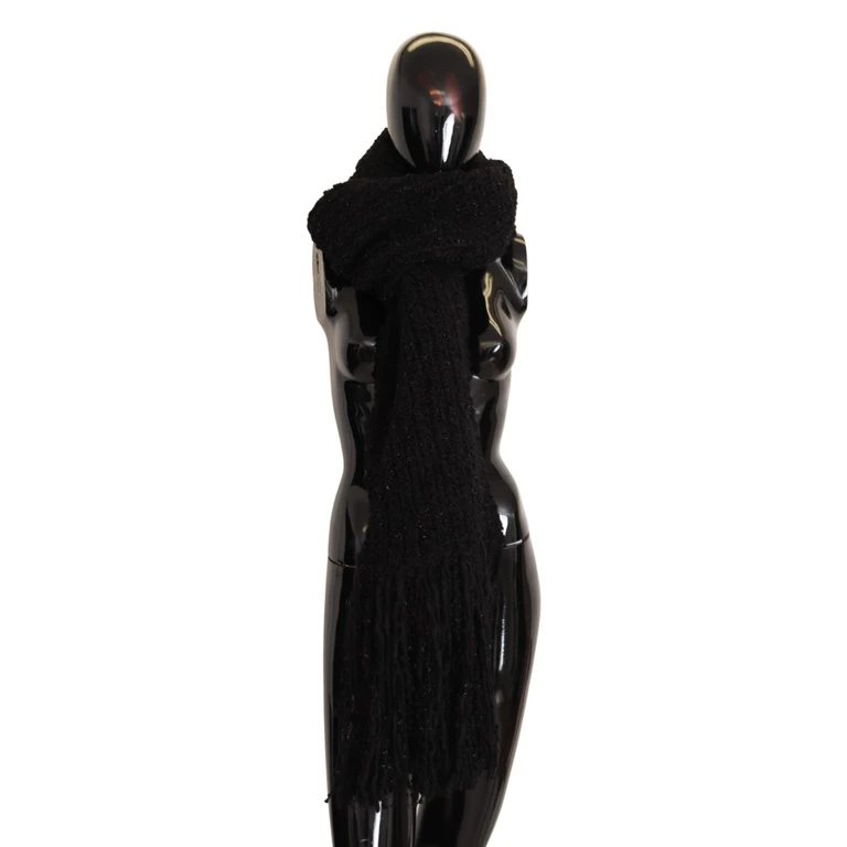 Dolce & Gabbana Black Virgin Wool Knitted Wrap Shawl Scarf - Women
