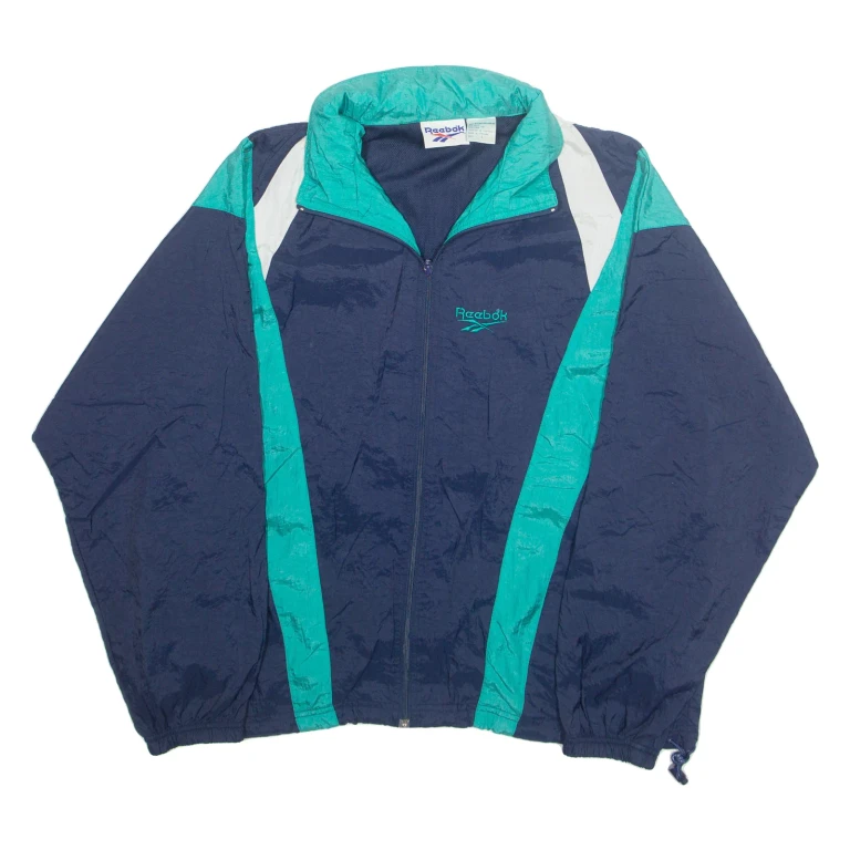 REEBOK Mens Track Jacket Blue Nylon L