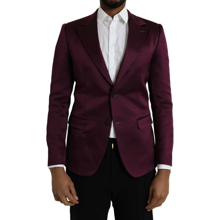 Dolce & Gabbana Maroon Silk Single Breasted Coat Blazer Clothing - Men