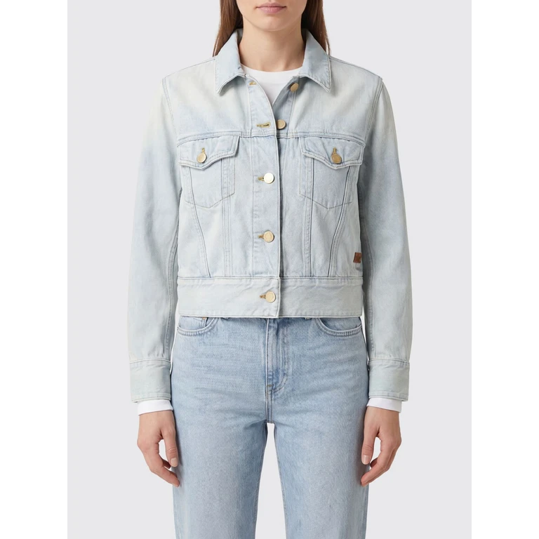 Bleached Denim Jacket with Patch Pockets and Classic Collar (JDMH0033081T729A200F)