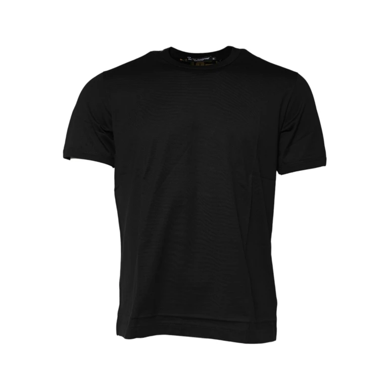Dolce & Gabbana Black Cotton Logo Print Crew Neck T-Shirt - Men