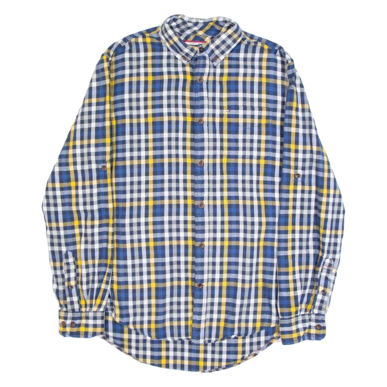 TOMMY HILFIGER Mens Shirt Blue Check Long Sleeve M (XX3-251024-11871)