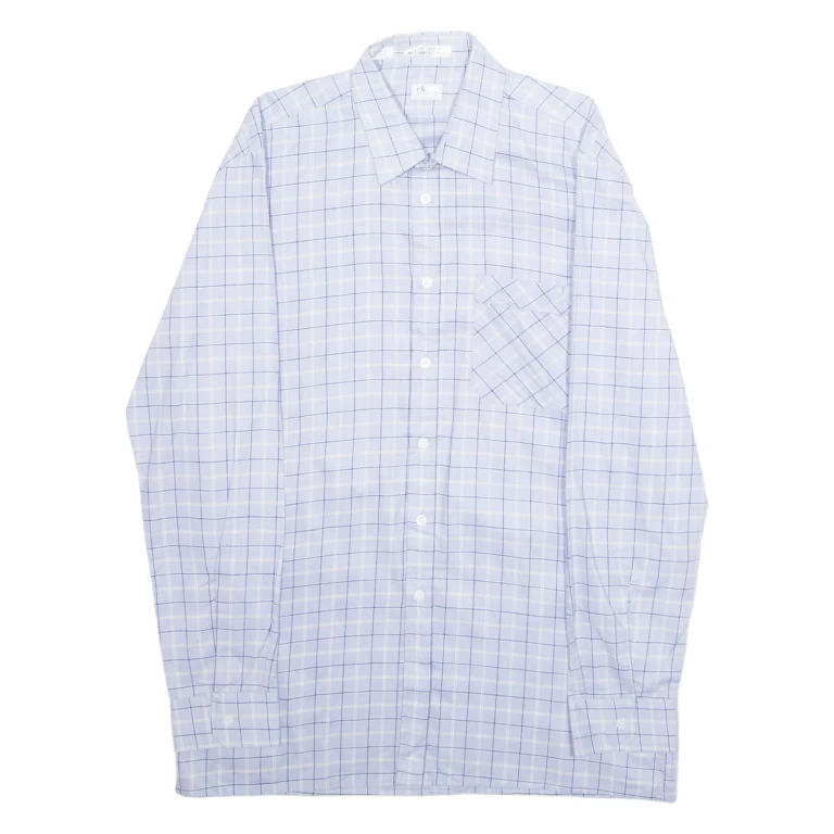 CREATION B Mens Shirt Blue Check Long Sleeve L