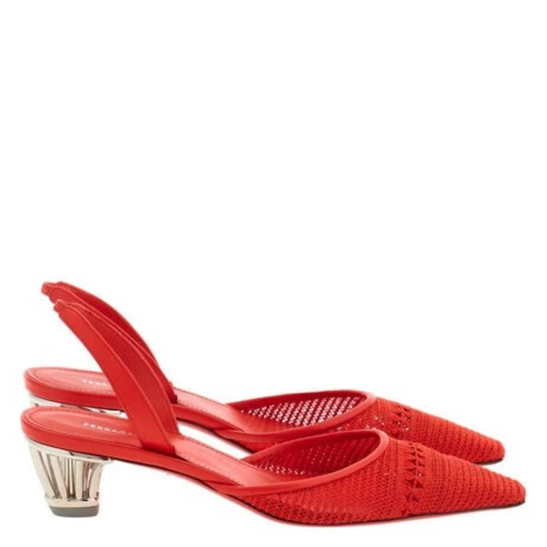 Ferragamo Alyssa Mesh Slingback Pumps, Size 7 C (01H977 772713)
