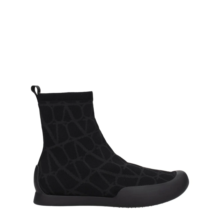 Black Fabric High Top Sneakers - Men