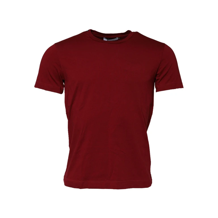Dolce & Gabbana Maroon Cotton Crew Neck Short Sleeves T-Shirt - Men