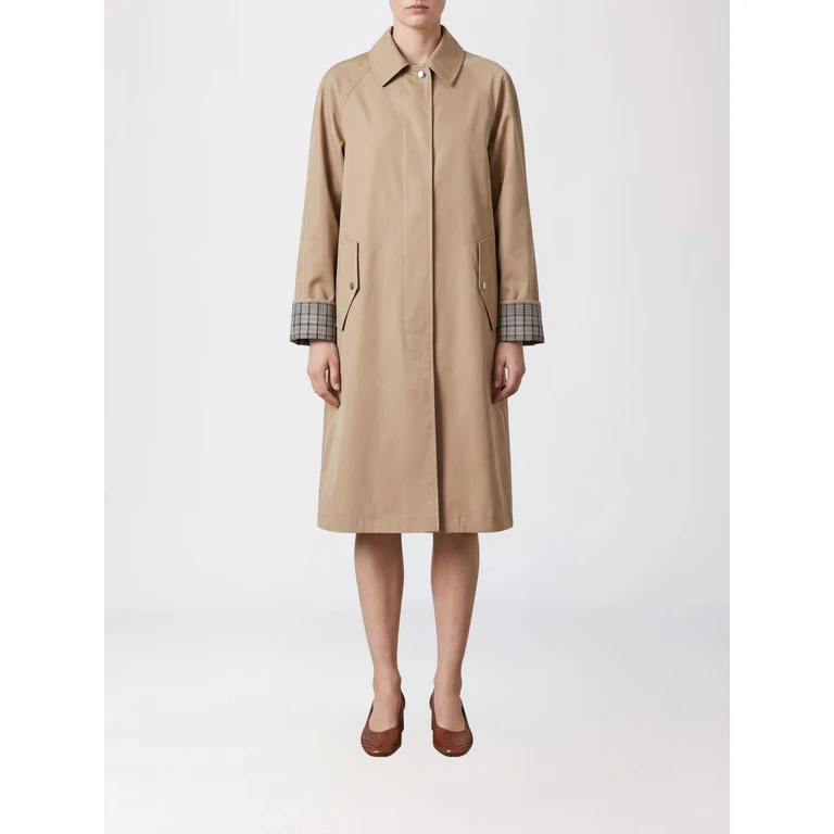 Single-Breasted Knee-Length Technical Fabric Trench Coat with Classic Collar (261WOOF10000OOTLINCENSE)