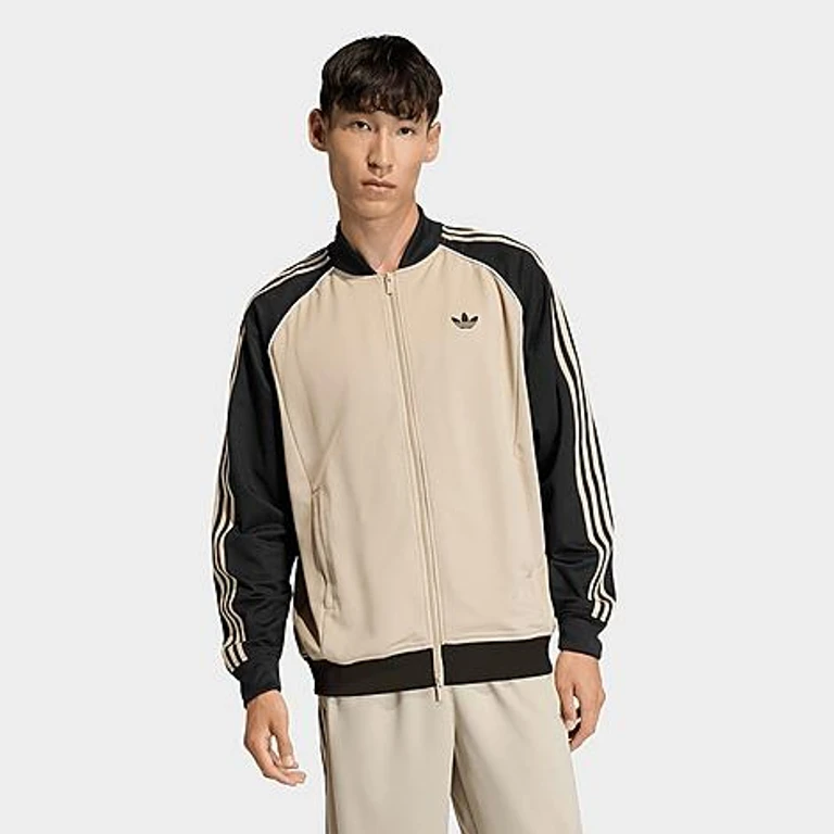 adidas Men's Originals SST Loose Mesh Track Top in Stone Khaki Size: XL