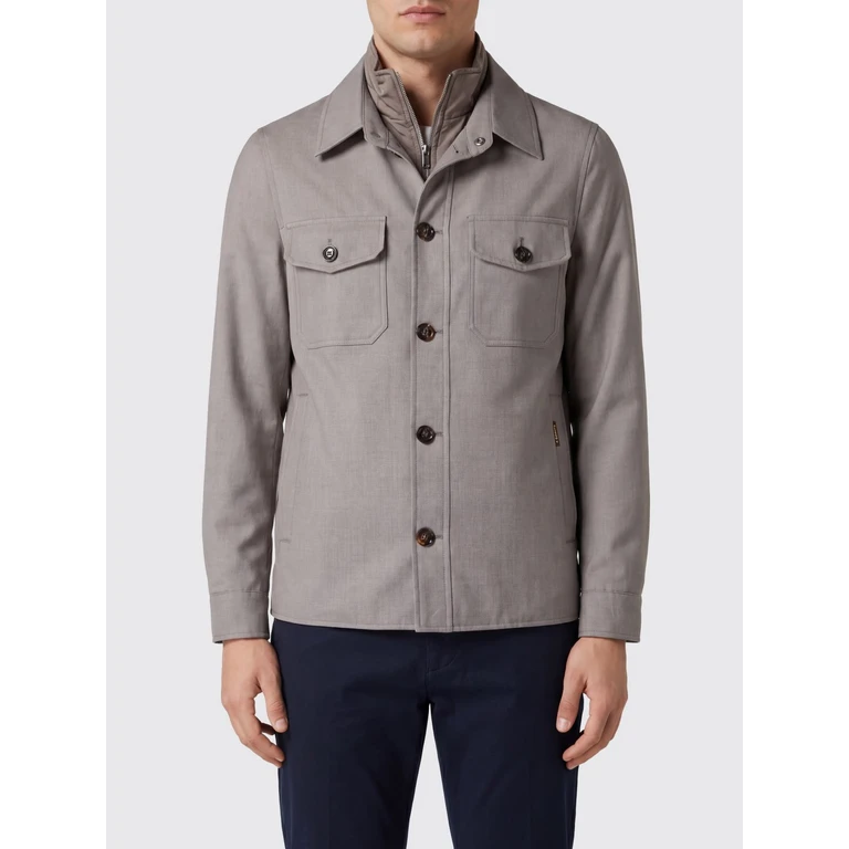 Waterproof Technical Fabric Shirt Jacket with High Neck (MOUGI101278PUMU0261)