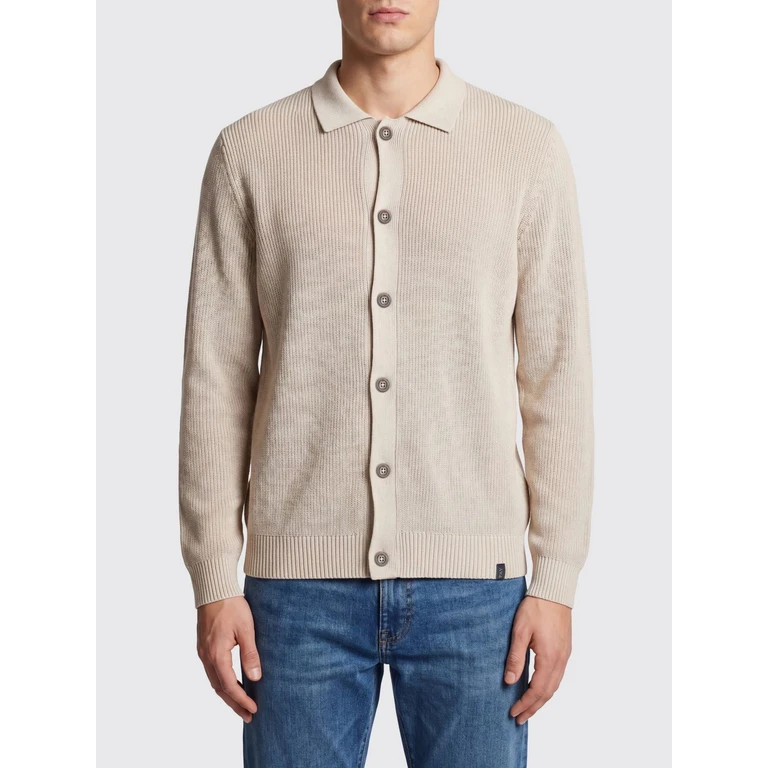 Knitted Cotton Cardigan with Classic Collar and Button Closure (NMMC152243TWYIC807)