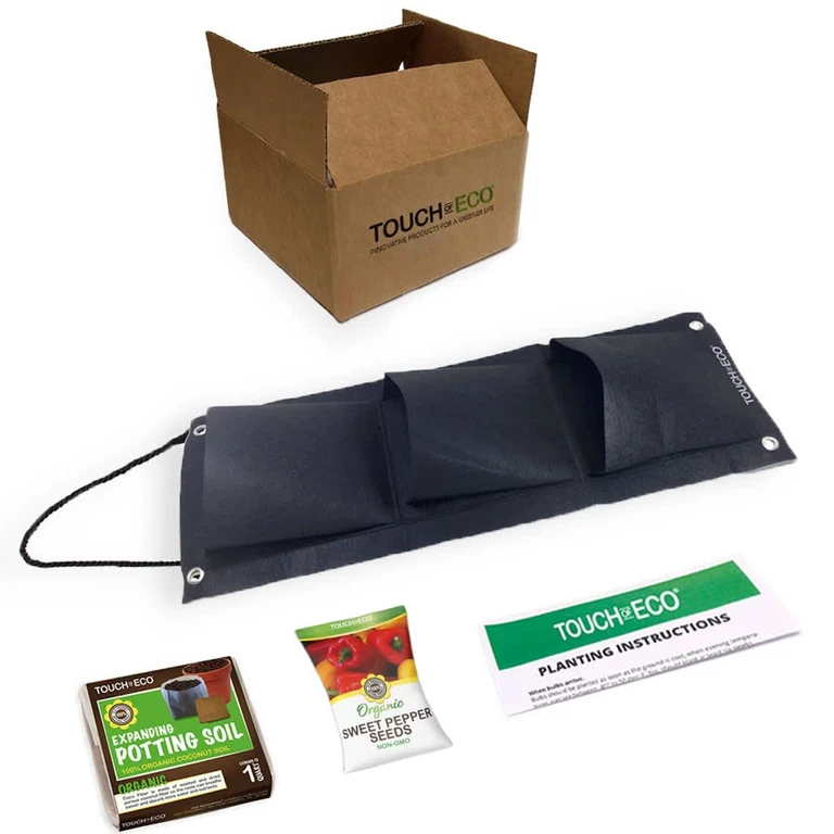 Organic Sweet Pepper Seed Hanging Planter Bag with Soil Block
