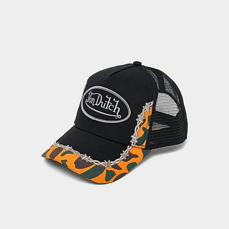Barbed Wire Trucker Hat in Black/Camo