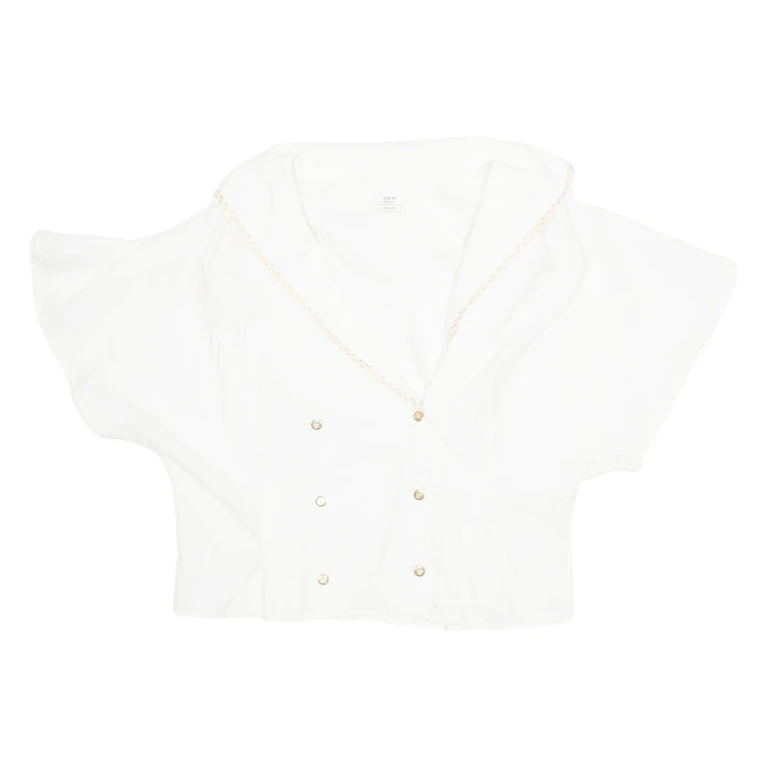 Womens Blouse White V-Neck M