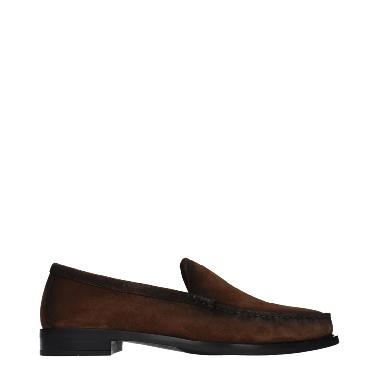 Brown Leather Slip-On Loafers - Women