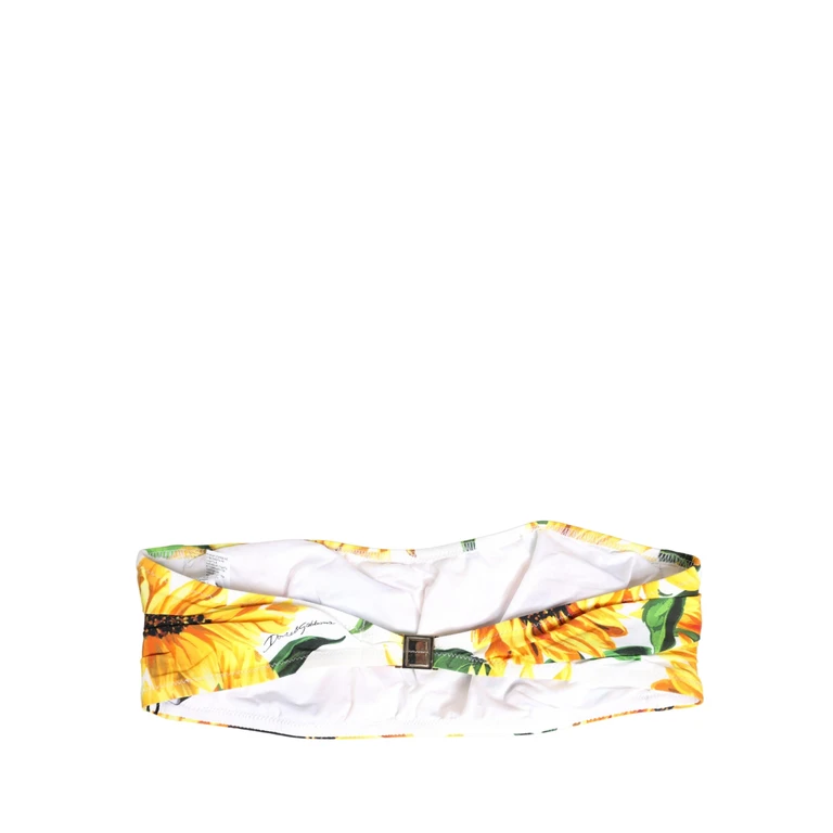 Multicolor Sunflower Print Bandeau Top Swimwear Elastane Nylon - Women